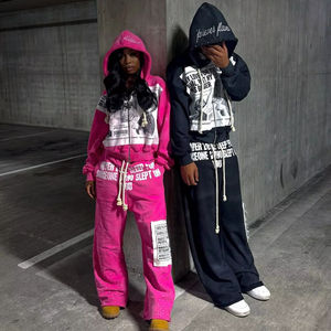 Survêtements délavés à l'acide personnalisés Survêtement surdimensionné en éponge française 100% coton Poids lourds Ensemble pantalons de survêtement et sweat à capuche évasés pour hommes - Product Image 1