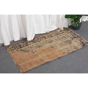 Tapis turc marron et vert vintage 2x3,5 pieds, tissage plat en laine, motif patchwork, tapis de salon, support en latex pour décorations - Product Image 3