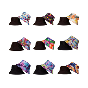 Unisex doble cara impreso patrón Tie Dye plegable publicidad pescador sombreros diseñador protección solar Rreversible cubo gorras - Product Image 3