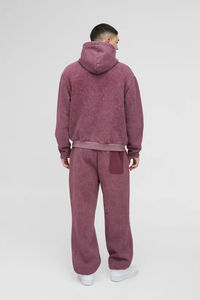 Survêtements pour hommes surdimensionnés et délavés avec fausses poches, effet usé, respirants, à capuche, imprimés, motif uni, fabriqués au Pakistan, collection 2025 - Product Image 2