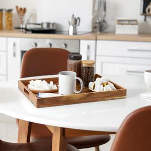 Plateau en bois naturel fabriqué à la main plateaux rectangulaires en bois de qualité supérieure pour le service des aliments et la décoration de la cuisine - Product Image 4