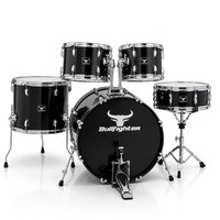 Bullfighter DW11 Black 5-Piece Drum Set 3 B8 Brass Cymbals Maple Birch Laminated Shells