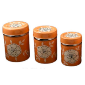 Caja de almacenamiento ilustrada de acero inoxidable con revestimiento esmaltado, contenedor hermético decorativo para alimentos y especias con tapa, duradero e higiénico - Product Image 2