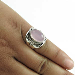 Beautiful Oval Cut Rose Quartz Gemstone <b>Ring</b> In 925 Sterling <b>Silver</b> Bohemian Style <b>Rings</b> Perfect For Women And <b>Men</b> At Wholesale - Product Image 3