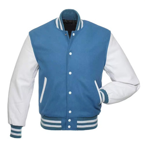 Chaqueta universitaria unisex de alta calidad con mangas de cuero bordado personalizado Botón de piel chaqueta de béisbol de talla grande para invierno precio bajo - Product Image 2
