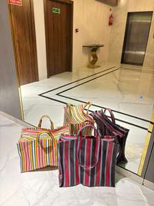 ถุงช้อปปิ้งรีไซเคิลลายทางเป็นมิตรต่อสิ่งแวดล้อมผลิตจากอินเดียถุงผ้าทอโพลีโพรพิลีนรีไซเคิลพลาสติกจำนวนมาก - Product Image 3