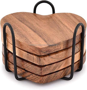 Classic Design Wooden Round Shaped Table Decor Tea <b>Coasters</b> <b>Set</b> of 4 Eco-Friendly High Standard Quality - Product Image 3