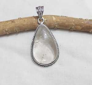 สร้อยคอจี้อัญมณีควอตซ์คริสตัลใสธรรมชาติชุบเงินทำด้วยมือ - Product Image 6