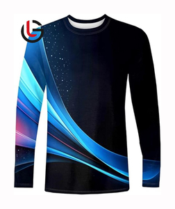 O cuello redondo nuevo estilo diseño de impresión personalizado hombres Casual completa manga larga Camiseta 100% poliéster Spandex 200 gramos peso de la tela - Product Image 4