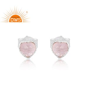 Vente chaude en argent Sterling naturel Rose Quartz pierres précieuses boucle d'oreille bijoux personnalisés pour les femmes cadeau pour elle - Product Image 1
