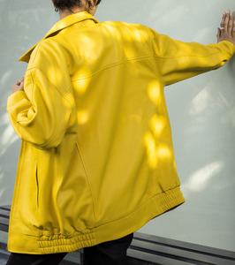 เสื้อแจ็กเก็ตหนังแท้สำหรับผู้หญิงชุดแฟชั่นสไตล์นักแข่งรถคาเฟ่มอเตอร์ไซค์ - Product Image 5