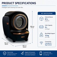 Bac à litière automatique intelligent de luxe pour chat, en ABS, démarrage à une touche, très grande capacité 81L, désodorisant électrique, autonettoyant, contrôle par application