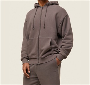 Full Zip Us Plus Size Dark <b>Grey</b> Hoodies Men's 100% Cotton Heavyweight Fleece Men's Zip up Warm Hoodies and <b>Sweatshirts</b> Custom - Product Image 4