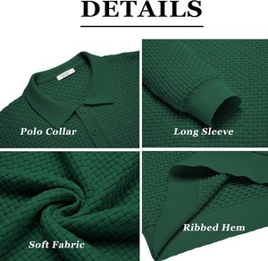Polo de hombre de poliéster de manga larga profesional de alta calidad personalizado al por mayor - Product Image 4
