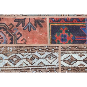 พรมตุรกีลายปะติดขนาด 2.8x8.7 ฟุต สีเบจ ลายเรขาคณิตสไตล์วินเทจ - Product Image 4