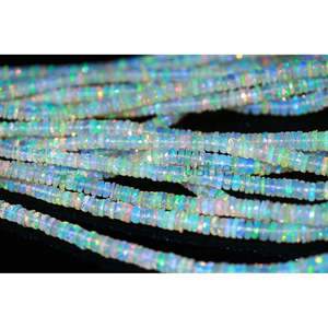 Perles d'Opale Éthiopienne de Grade AAA, 7,5 mm, Facettées, Coupe Lisse Type Pneu, Jaunes et Blanches, pour la Fabrication de Bijoux, Unité de Fil - Product Image 1