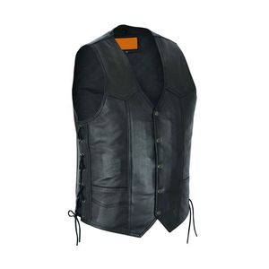 Gilet de moto en cuir de vache véritable de qualité A pour homme, respirant avec toile pour un style décontracté d'hiver - Product Image 1