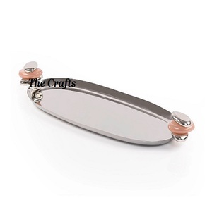 Juego de Bandejas de Servir de Madera y Cuero de Dos Tamaños Diferentes, Calidad Deluxe, Utensilios de Cocina para el Hogar, Bandeja para Comida y Aperitivos - Product Image 2