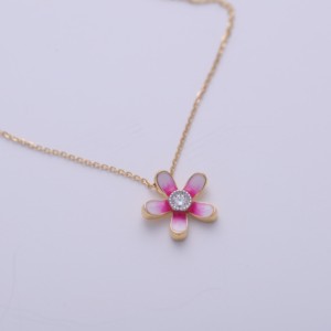 Colgante de Flor con Diamante Cultivado en Laboratorio Certificado por IGI, en Oro Amarillo/Blanco y Oro Rosa de 9K, Joyería de Moda - Product Image 3
