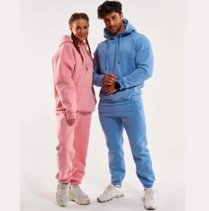 Conjunto de dos piezas personalizado unisex del fabricante, Sudadera con capucha de gran tamaño polar, chándales para correr a prueba de viento, técnica impresa - Product Image 6