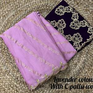 Sari de gasa satinada de diseñador para mujer con blusa de lentejuelas bordadas, estilo pakistaní, ropa de boda y fiesta - Product Image 2