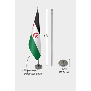 Drapeau intérieur officiel de la République Démocratique Arabe Sahraoui, imprimé numériquement sur soie, avec mât en aluminium, pour usage automobile - Product Image 6