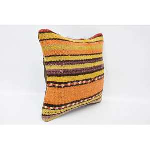 Coussin en laine multicolore Kantha Patchwork Coussin décoratif 12x12 pouces Tissé avec motif vintage - Product Image 3