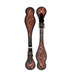 Correas de Espuela de Cuero de Dos Tonos de Primera Calidad, Ajustables, de una Sola Capa, Estilo Occidental, para Hombres y Mujeres, Accesorios Ecuestres - Product Image 3