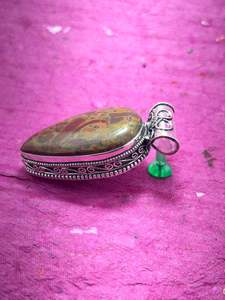 Colgante de piedras preciosas de jaspe con forma de pera hecho a mano, joyería de plata esterlina, collar elegante, regalo para ella - Product Image 3