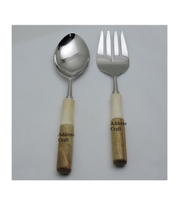 ชุดช้อนส้อมเสิร์ฟสลัดทำจากสเตนเลสด้ามไม้เครื่องใช้ในบ้านเครื่องใช้ในบ้านเครื่องใช้ในบ้านมีด้ามจับไม้ดีไซน์ล่าสุด - Product Image 3