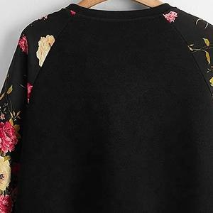 Heavyweight <b>Vintage</b> <b>Oversize</b> <b>Sweatshirt</b> Casual 3D Floral Decoration Black Neck Full Sleeve Stylish Fashionable for Winter - Product Image 3