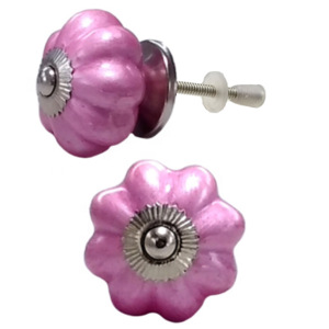 ลูกบิดเซรามิกสีสะท้อนแสงกุหลาบชมพูมือจับประตูลิ้นชักตู้ส่งออกคุณภาพสำหรับห้องครัวห้องนอนห้องน้ำคลังสินค้ากลางแจ้งวิลล่า - Product Image 2