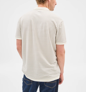 Vente en gros de polo pour hommes à rayures avec logo personnalisé coton/élasthanne 220 GSM col décolleté léger respirant coupe régulière - Product Image 3