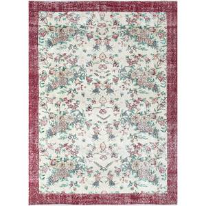 Alfombra de Lana Anudada a Mano de Gran Tamaño, Estilo Vintage, Pae-3230, Patrón Floral Rojo Naranja, para Sala de Estar, Pasillo, Rectangular, para Adolescentes - Product Image 1