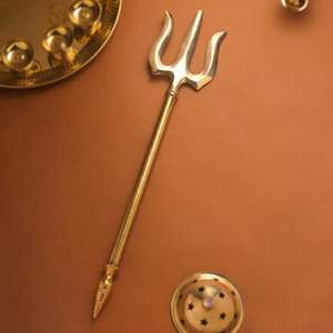 Fait à la main en laiton doré saint Shiva Trishul avec poignée Sculptures Figurine Statue déclaration pièces décor articles cadeaux - Product Image 4