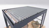 Pergola bioclimatique compacte moderne et écologique en alliage d'aluminium thermolaqué, résistante à la corrosion et imperméable