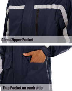 Nuevo 2025, suministro directo de fábrica, chaqueta de lluvia impermeable con cuello levantado de lona para hombre, ropa de calle, la mejor calidad, precio al por mayor - Product Image 4