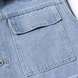 Chaleco Vaquero de algodón ajustado para hombres adultos, chaleco Vaquero de algodón transpirable de talla grande, chaleco vaquero de Color sólido con cuatro bolsillos - Product Image 5