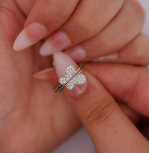 Bague plaquée en argent sterling 925 massif bague papillon diamant bleu naturel bague papillon détachable pour bijoux de mode pour femmes - Product Image 1