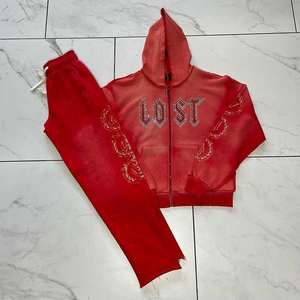 เสื้อฮู้ดแฟชั่นประดับพลอยเทียมมีดีไซน์เป็นประกายชุดวอร์มและกางเกงปรับแต่งได้ - Product Image 6