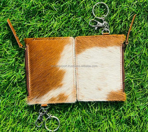 Porte-monnaie et porte-cartes en cuir avec porte-clés, nouveaux arrivages de vrais cheveux faits à la main - Product Image 3