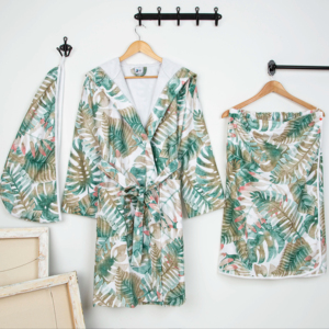 เสื้อคลุมอาบน้ำและชุดแต่งตัวผ้าฝ้าย100% ผ้าทออัดแน่นแห้งเร็วแบบใช้แล้วทิ้งสำหรับใช้ในบ้าน - Product Image 4