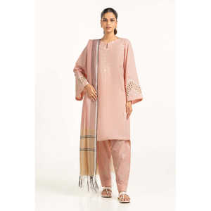 Chal de punto teñido con hilo de color melocotón para mujer, elegante accesorio tipo dupatta - Product Image 2