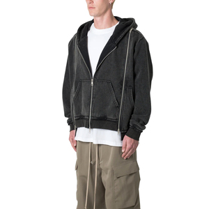 Sudaderas con capucha de lavado ácido de alta calidad para hombre, sudaderas con capucha de lavado ácido de mezcla de algodón de secado rápido con logotipo personalizado para hombre - Product Image 2