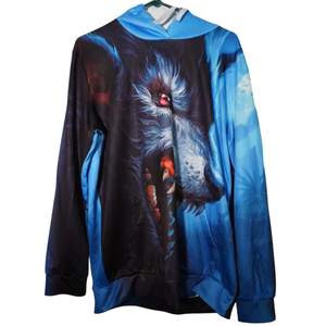 Colorido Lobo Imprimir Sudadera con capucha Hombres Manga larga Multicolor Diseño Sublimado Sudadera con capucha - Product Image 4