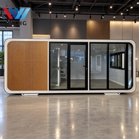 Maison capsule moderne préfabriquée modulaire avec mur en verre pour glamping, resort, bureau et chambre d'hôtel