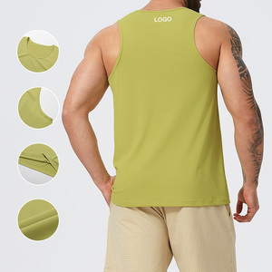 Camiseta sin mangas informal con cuello redondo para hombre, ropa de gimnasio de punto transpirable para Fitness, deportes, Color liso Apperel - Product Image 5