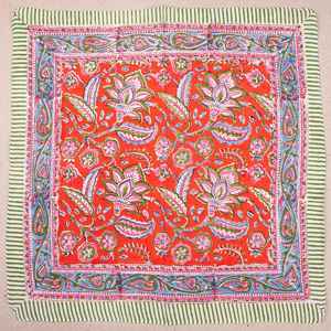 Bandana en coton imprimé à la main, style bohème, accessoire de cou d'été, unisexe, rouge, foulard de tête, bandana de plage - Product Image 1