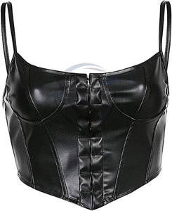 Corset amincissant pour femme en cuir PU et néoprène, imprimé gaufré, fermeture à agrafes, maintien ferme, design respirant pour usage quotidien - Product Image 6