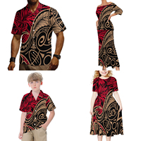 Ensembles de Tenues Assorties pour Couples, Vêtements Hawaïens Luau pour Famille, Robes Polynésiennes pour Femmes et Chemises Assorties pour Hommes